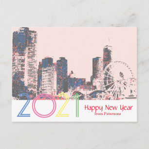 Chicago Skyline Happy New 2021 Briefkaart