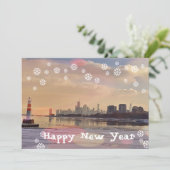 Chicago skyline Happy New Year briefkaart (Staand voorkant)