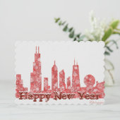 Chicago skyline Happy New Year stijlvol briefkaart (Staand voorkant)