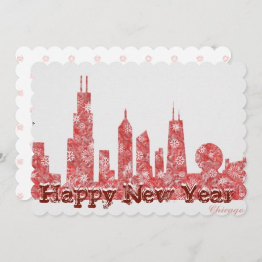Chicago skyline Happy New Year stijlvol briefkaart (Voorkant / Achterkant)