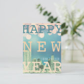 Chicago Skyline Happy Nieuwjaar Feestdagenkaart (Staand voorkant)