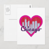 Chicago Skyline Heart Briefkaart (Voorkant / Achterkant)