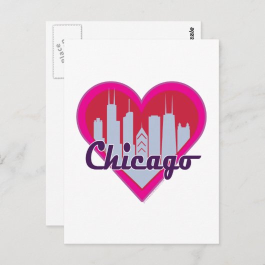 Chicago Skyline Heart Briefkaart (Voorkant / Achterkant)