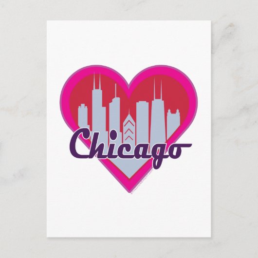 Chicago Skyline Heart Briefkaart (Voorkant)