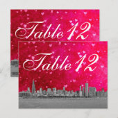 Chicago Skyline Heet Roze Rode Hart Tafelnummer (Voorkant / Achterkant)