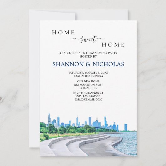 Chicago Skyline Housewarming Invitation Save The Date (Voorkant)