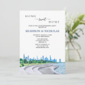 Chicago Skyline Housewarming Invitation Save The Date (Staand voorkant)