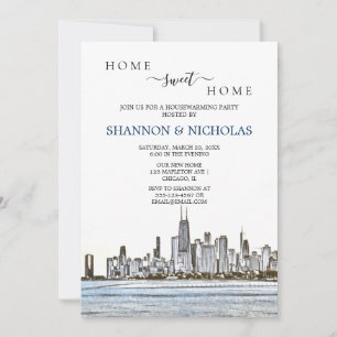 Chicago Skyline Housewarming Invitation Save The Date