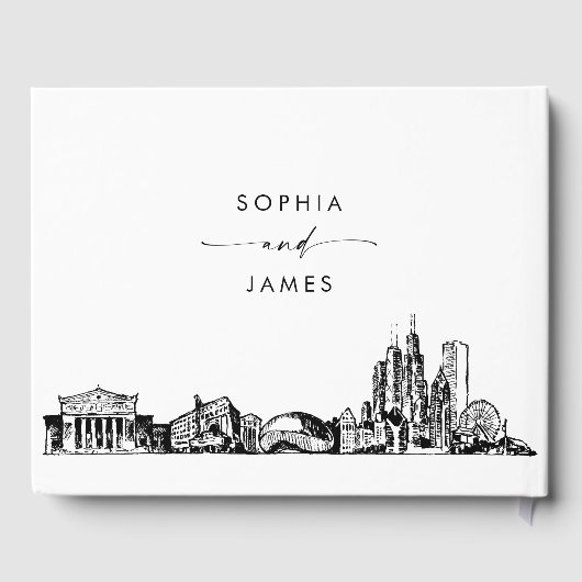 Chicago Skyline Huwelijk Gastenboek (Achterkant)
