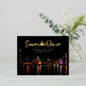 Chicago Skyline Huwelijk Save the Date Folie Uitnodiging Briefkaart (Staand Voorkant)