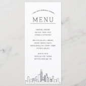 Chicago Skyline | Huwelijksevenement Diner Menu (Voorkant)