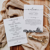 Chicago Skyline huwelijksprogramma 5x7 platte Kaar Kaart