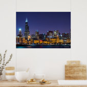 Chicago Skyline Illinois Night Sky Poster (Keuken)