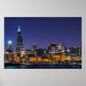 Chicago Skyline Illinois Night Sky Poster (Voorkant)