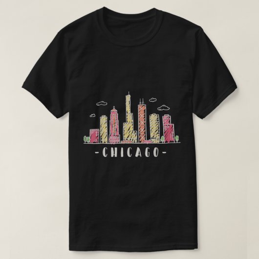 Chicago Skyline Illinois T-Shirt (Design voorkant)