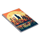 Chicago Skyline Illustratie in Sinaasappel Notitieboek (Rechterzijde)