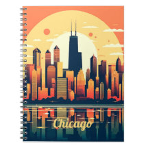 Chicago Skyline Illustratie in Sinaasappel