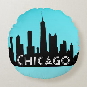 Chicago skyline illustratie rond kussen