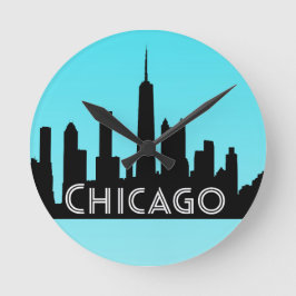 Chicago skyline illustratie ronde klok