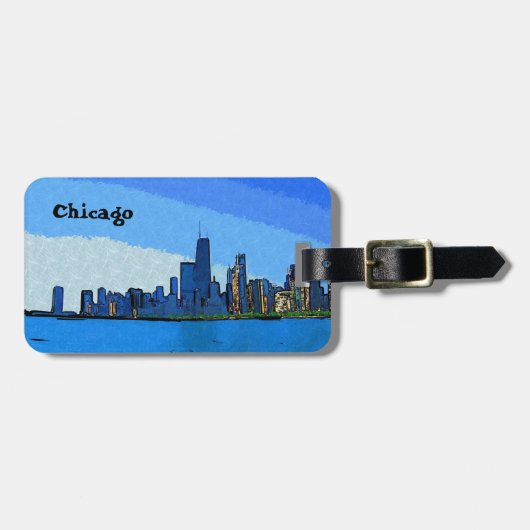 Chicago Skyline in Collage Paint Bagagelabel (Voorkant horizontaal)