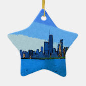 Chicago Skyline in Collage Paint Keramisch Ornament (Achterkant)