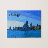Chicago Skyline in Collage Schilderen Legpuzzel (Horizontaal)
