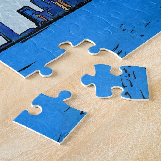 Chicago Skyline in Collage Schilderen Legpuzzel (Zijkant)