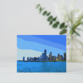 Chicago Skyline in Collage Verf Briefkaart (Staand voorkant)