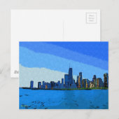 Chicago Skyline in Collage Verf Briefkaart (Voorkant / Achterkant)