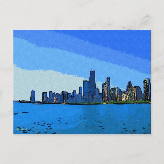 Chicago Skyline in Collage Verf Briefkaart (Voorkant)