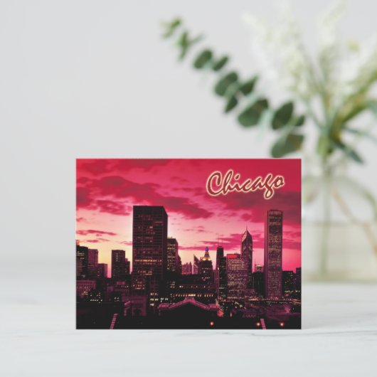 Chicago Skyline in Dusk Briefkaart (Staand voorkant)
