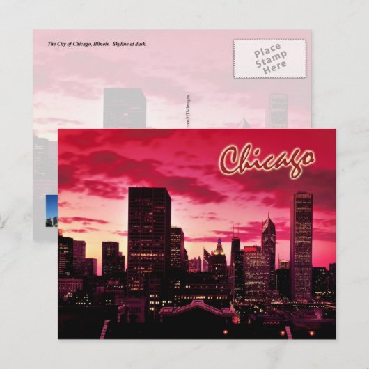 Chicago Skyline in Dusk Briefkaart (Voorkant / Achterkant)