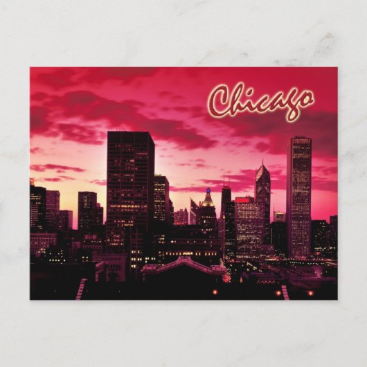 Chicago Skyline in Dusk Briefkaart (Voorkant)