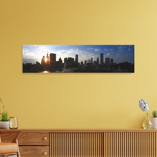 Chicago Skyline in Dusk Canvas Afdruk (Insitu (Woonkamer))
