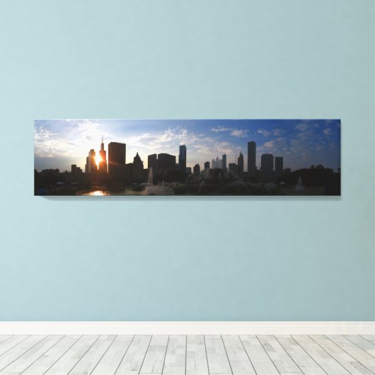Chicago Skyline in Dusk Canvas Afdruk (Insitu (Houten vloer))