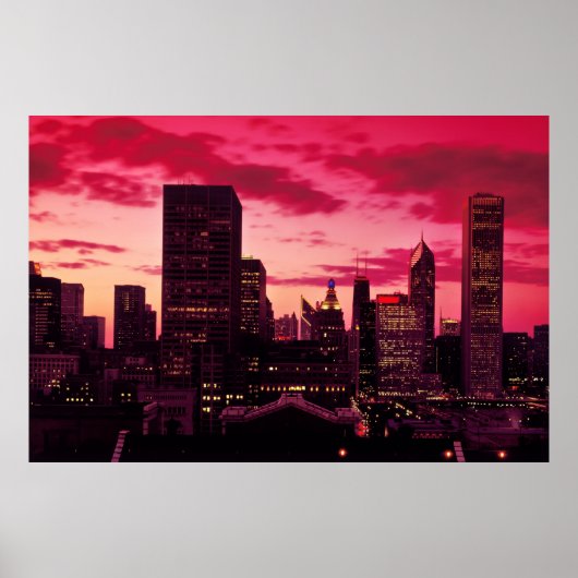 Chicago Skyline in Dusk Poster (Voorkant)