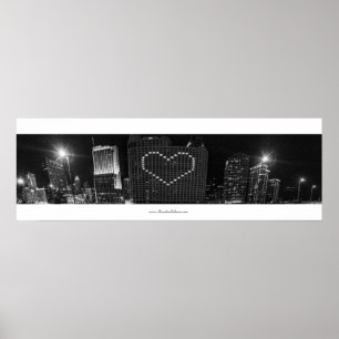 Chicago Skyline in het zwart-wit Poster
