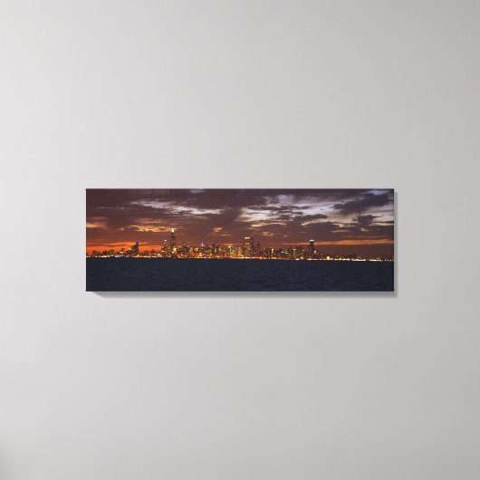 Chicago Skyline in Panorama sunset canavas print (Voorkant)