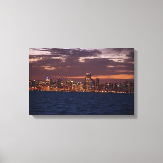 Chicago Skyline in sunset canavas print (Voorkant)
