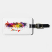 Chicago skyline in watercolor bagagelabel (Voorkant horizontaal)