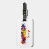 Chicago skyline in watercolor bagagelabel (Voorkant verticaal)