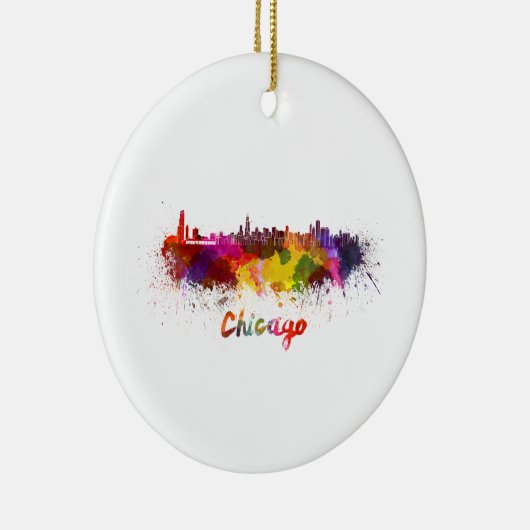 Chicago skyline in watercolor keramisch ornament (Rechts)