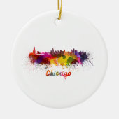 Chicago skyline in watercolor keramisch ornament (Voorkant)