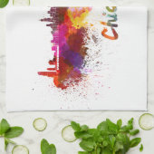 Chicago skyline in watercolor theedoek (Gevouwen)