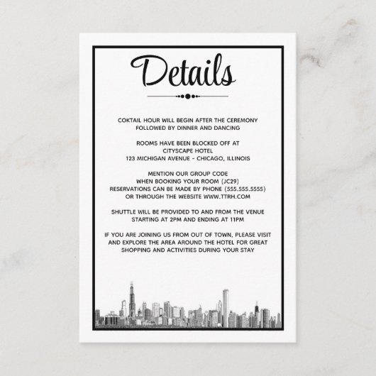 Chicago Skyline Informatiekaartje (Voorkant)