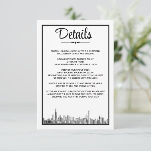 Chicago Skyline Informatiekaartje (Staand voorkant)