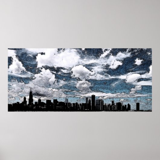 Chicago Skyline, Ink Poster (Voorkant)