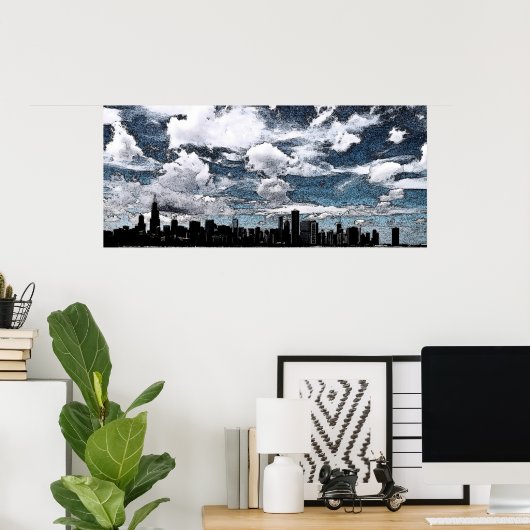 Chicago Skyline, Ink Poster (Thuiskantoor)
