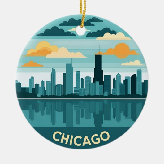 Chicago Skyline Keramisch Ornament (Voorkant)