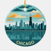 Chicago Skyline Keramisch Ornament (Achterkant)